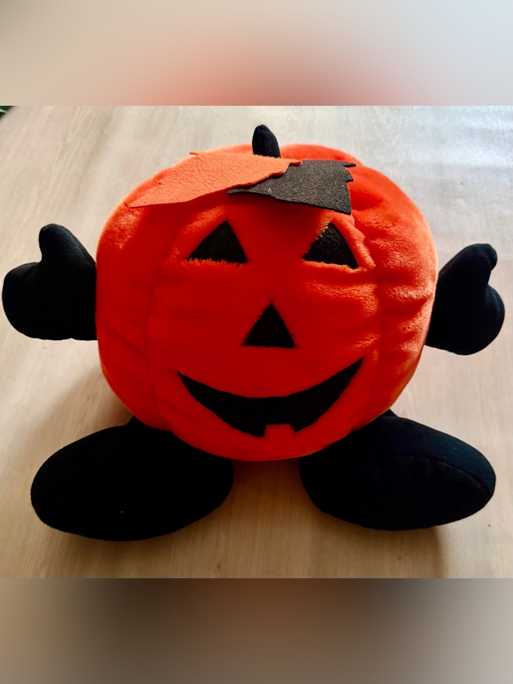 Vintage 80s Chrisha Pumpkin Halloween Jack O Lantern Plush